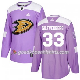 Anaheim Ducks Jakob Silfverberg 33 Adidas 2017-2018 Purper Fights Cancer Practice Authentic Shirt - Mannen